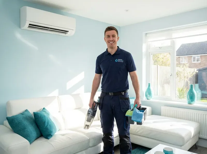 טכנאי ניקוי מקצועי של שיין פרש בבית מטופח